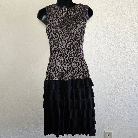 Joseph Ribkoff Y2K Animal Print Tiered Ruffle Dress - Picture 6 of 8